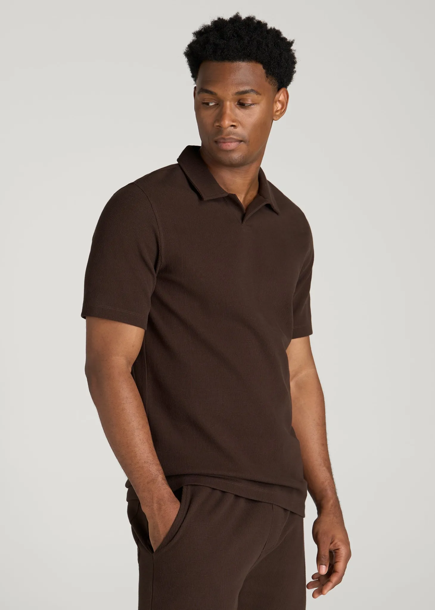 Micro Waffle Polo for Tall Men