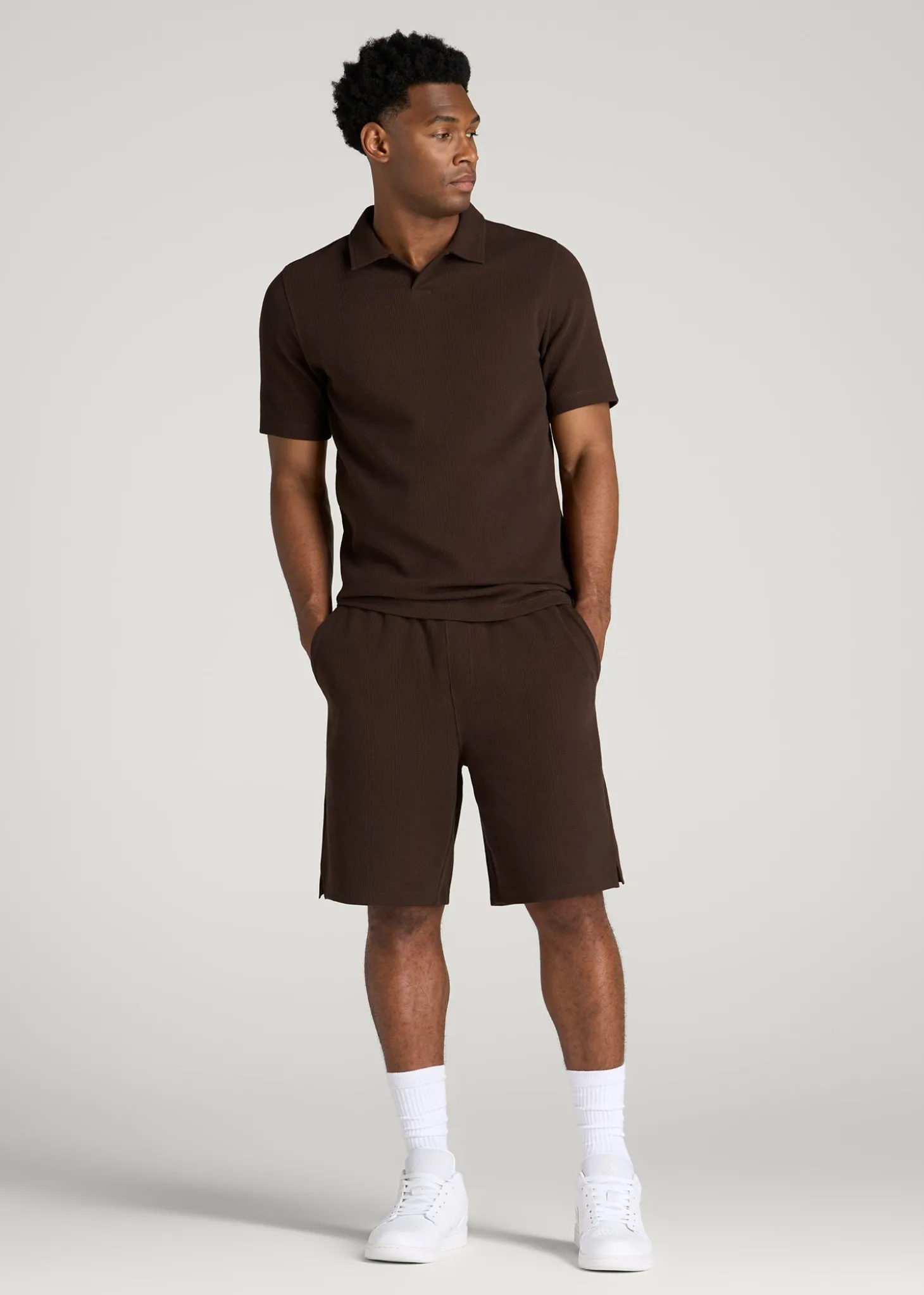 Micro Waffle Polo for Tall Men