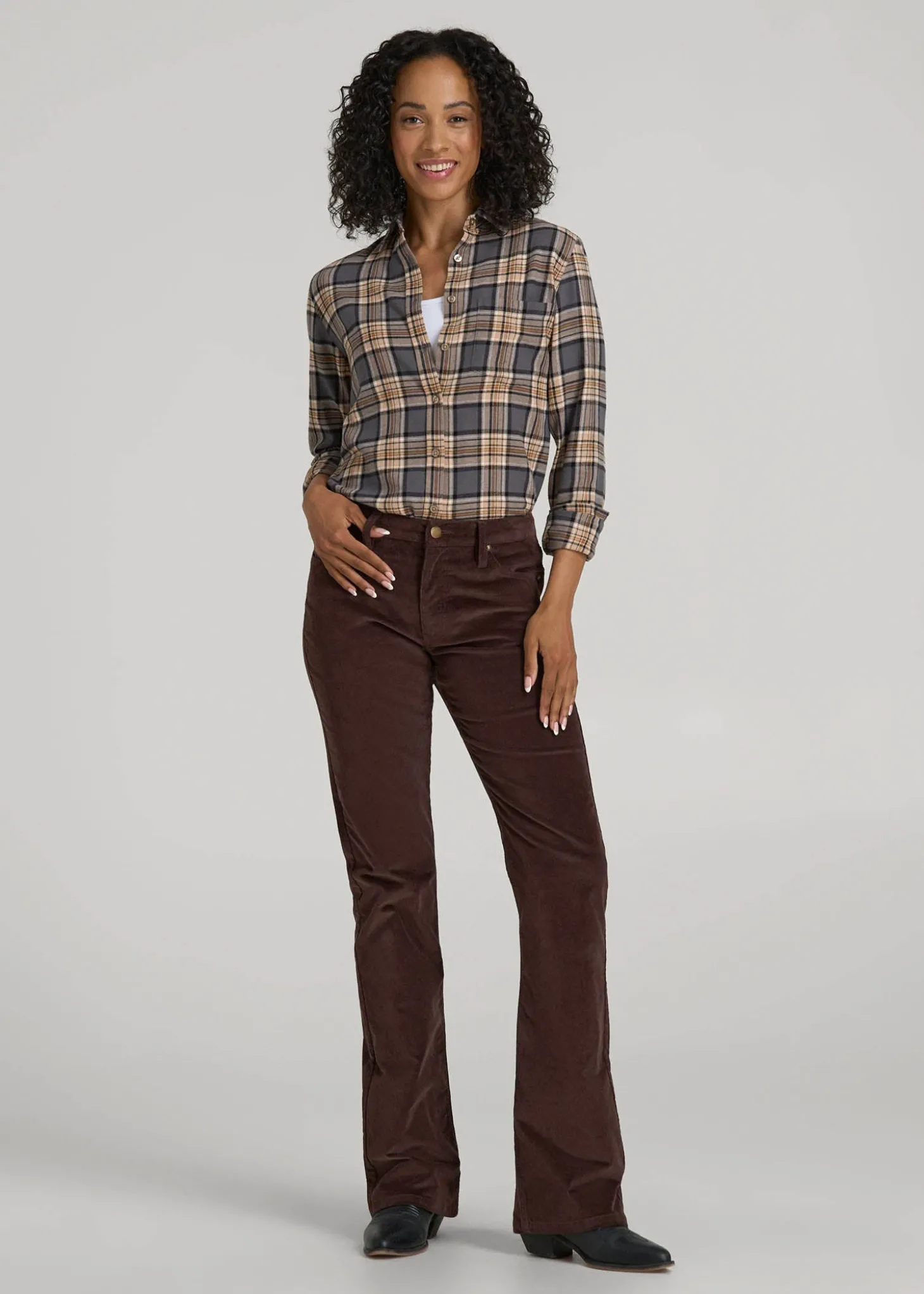 Mid-Rise Mini Bootcut Corduroy Pants for Tall Women