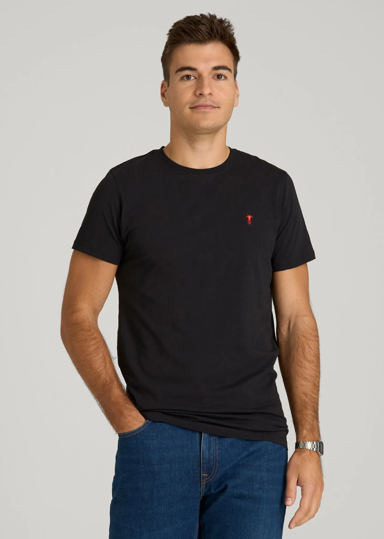 MODERN-FIT Embroidered Logo Crewneck T-Shirt for Tall Men