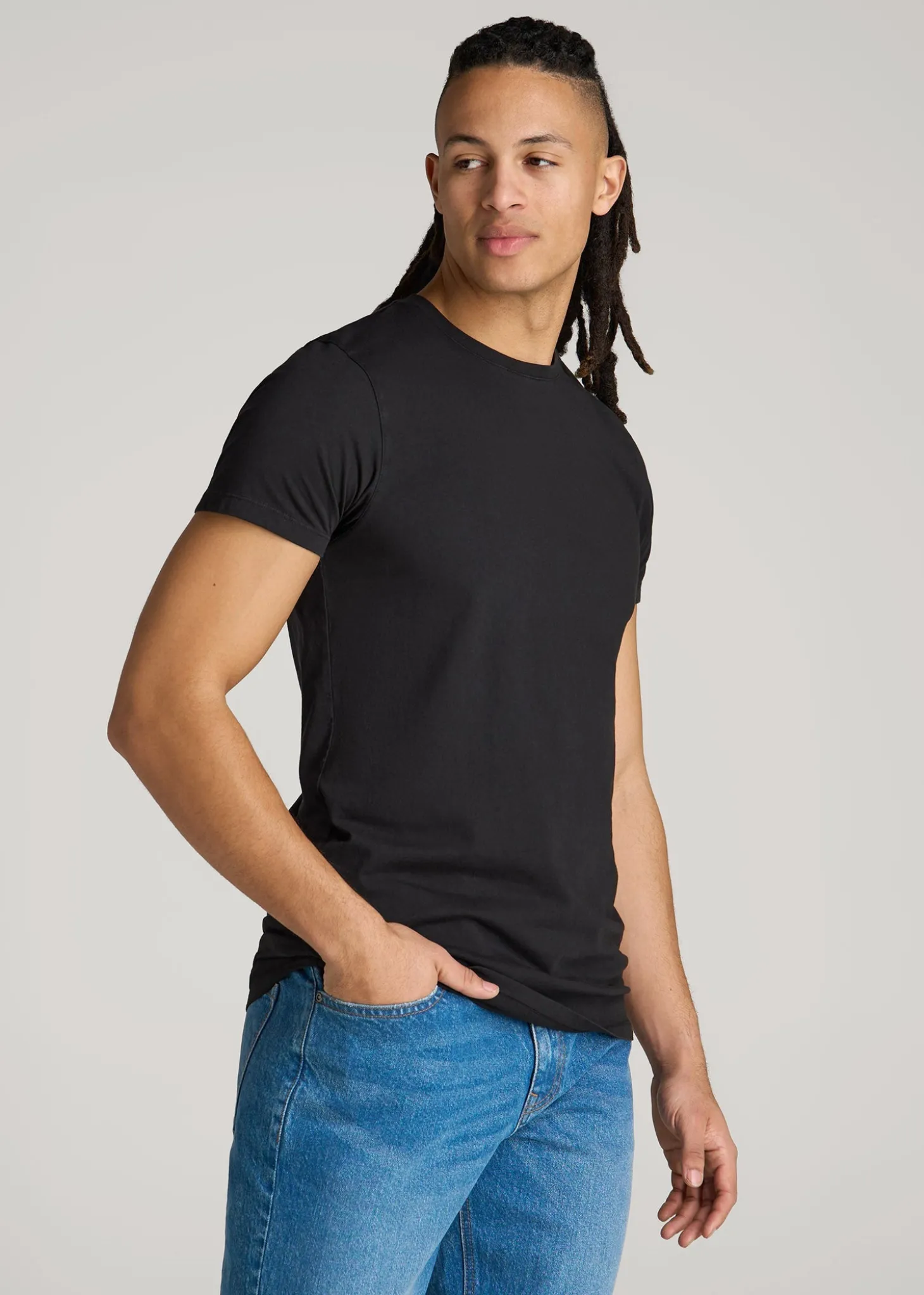 Modern Fit Garment Dyed Cotton T-Shirt for Tall Men