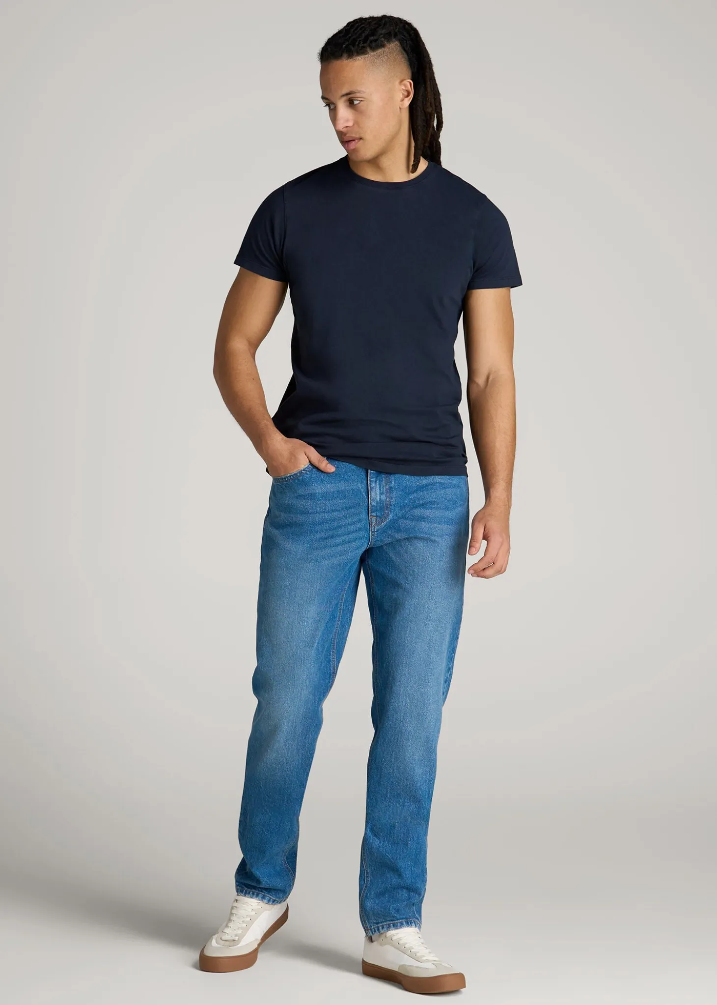 Modern Fit Garment Dyed Cotton T-Shirt for Tall Men