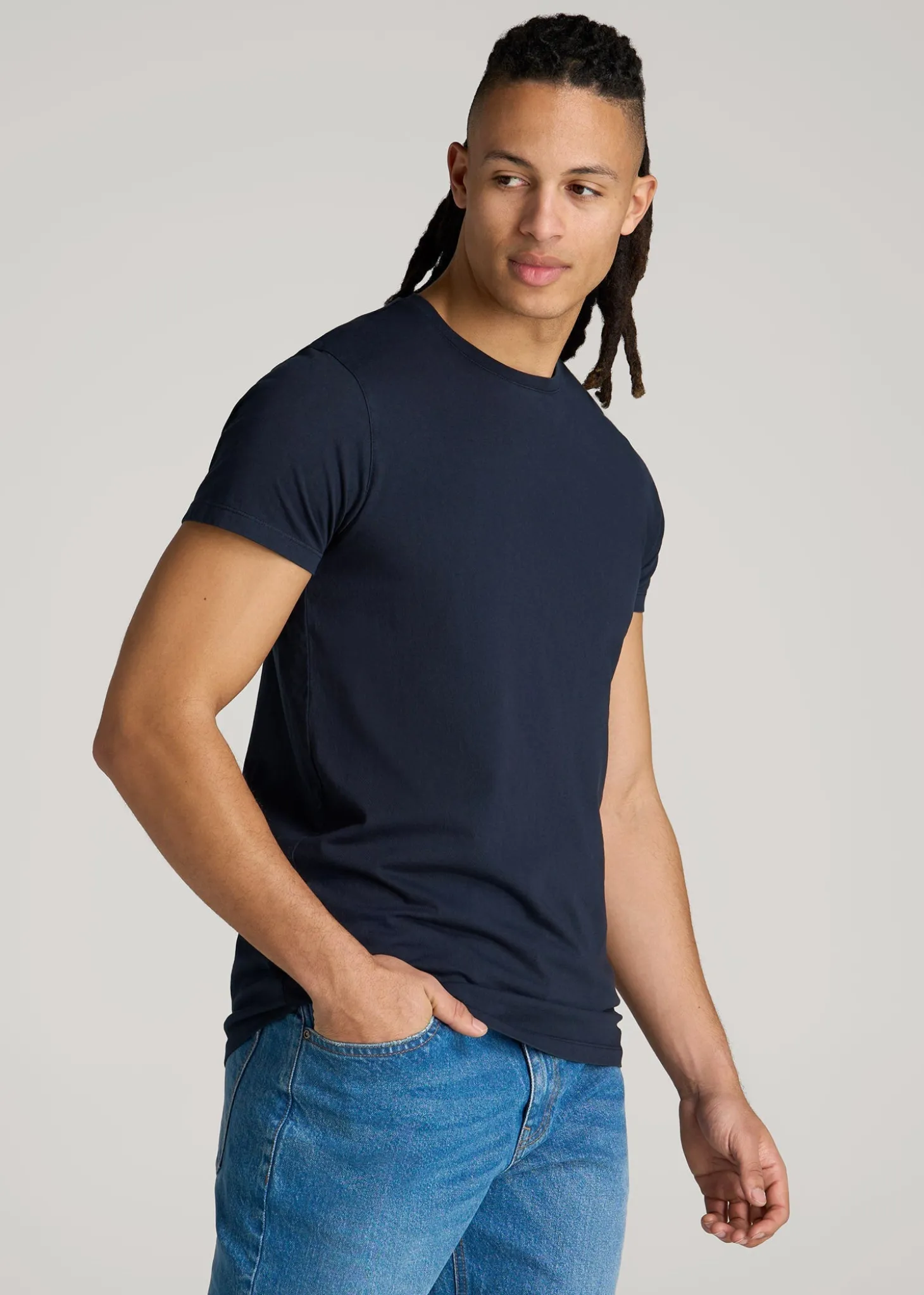 Modern Fit Garment Dyed Cotton T-Shirt for Tall Men