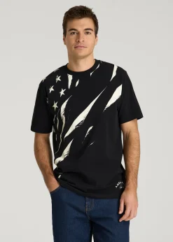 Monochrome Flag Graphic Tee for Tall Men