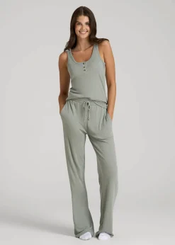Open-Bottom Waffle Lounge Pants for Tall Women