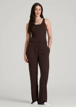 Open-Bottom Waffle Lounge Pants for Tall Women