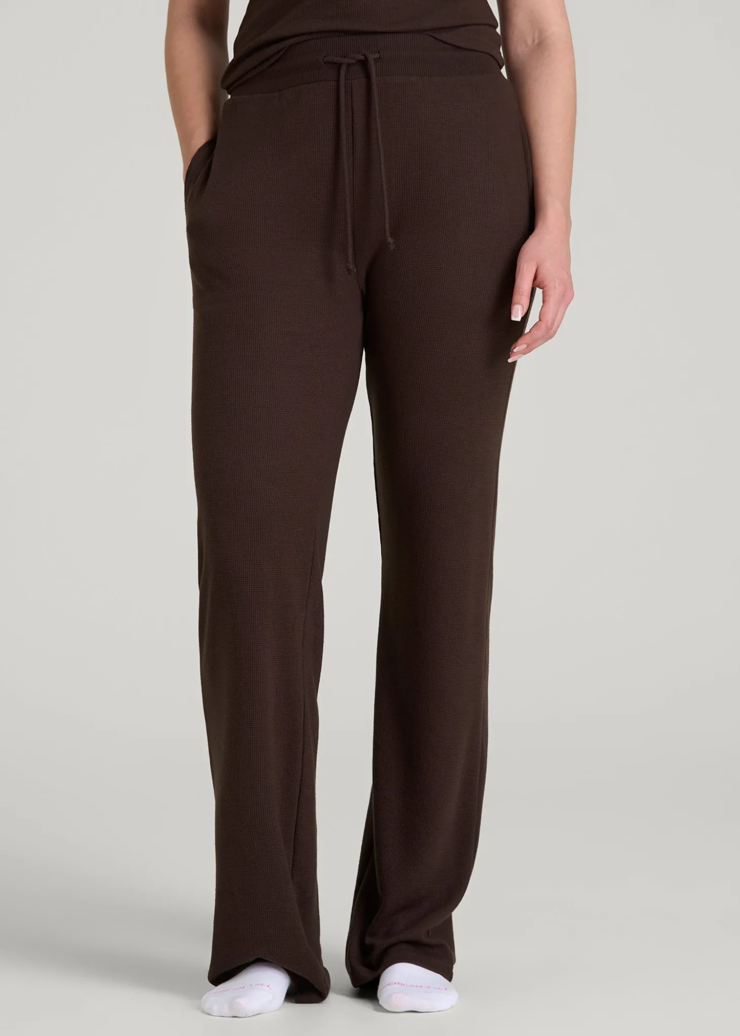 Open-Bottom Waffle Lounge Pants for Tall Women