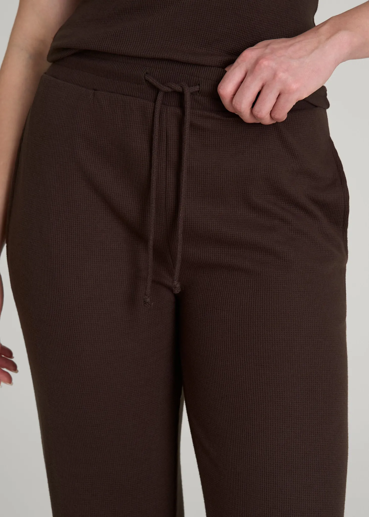 Open-Bottom Waffle Lounge Pants for Tall Women