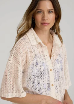 Openwork Loose Knit Top for Tall Women