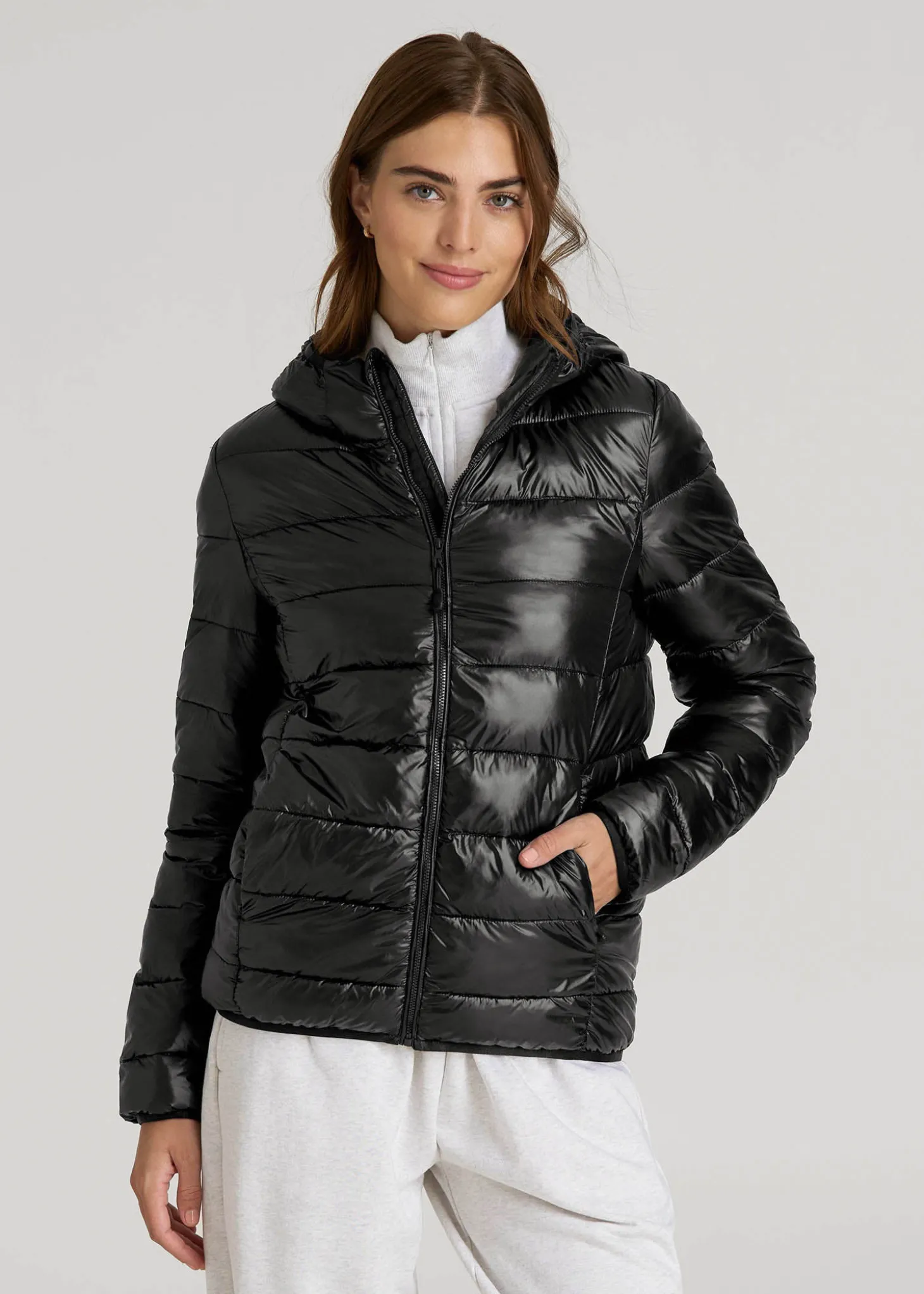 Packable Short Puffer Jacket for Tall Women