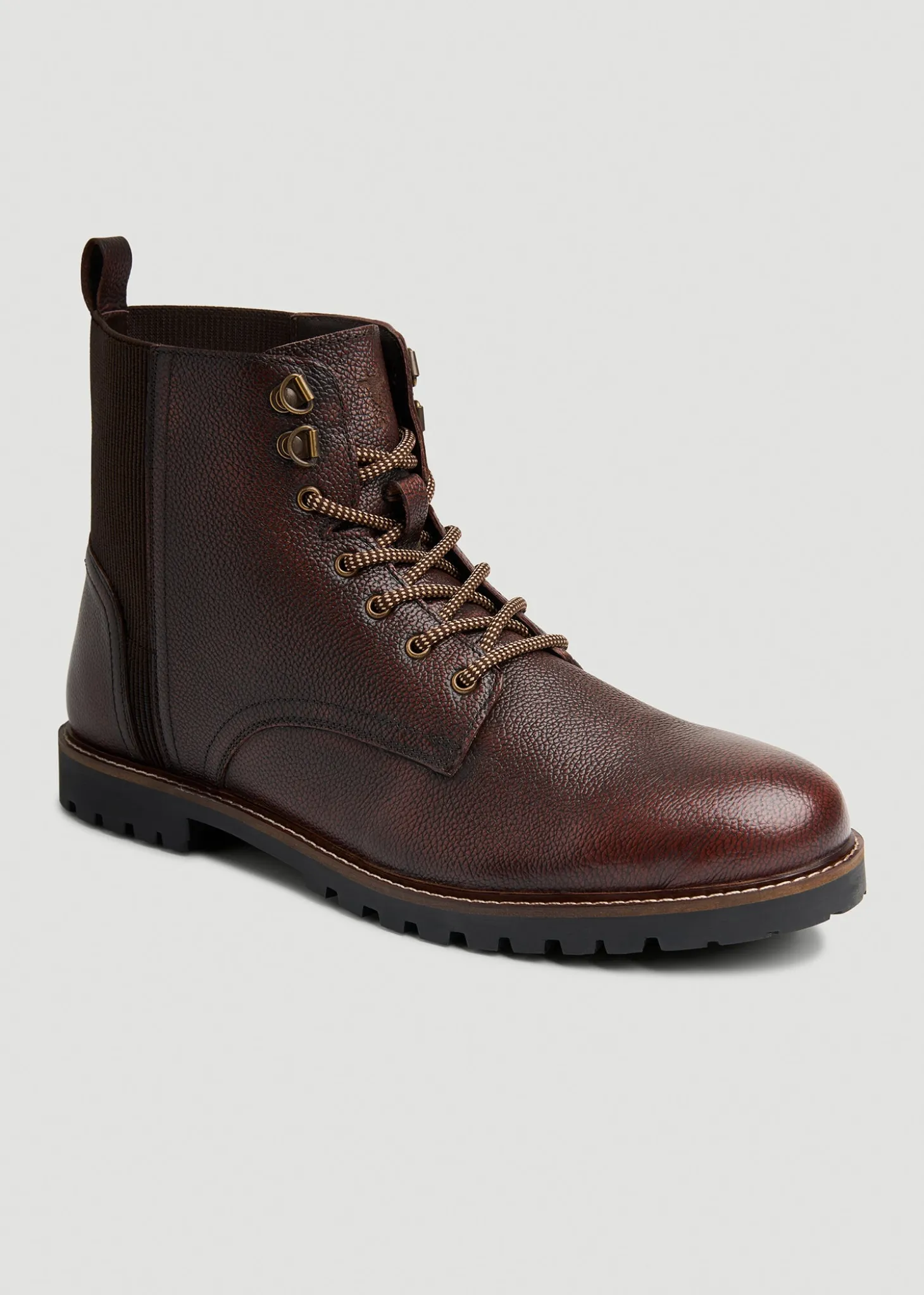 Pebbled Leather Lace-Up Boots for Tall Men