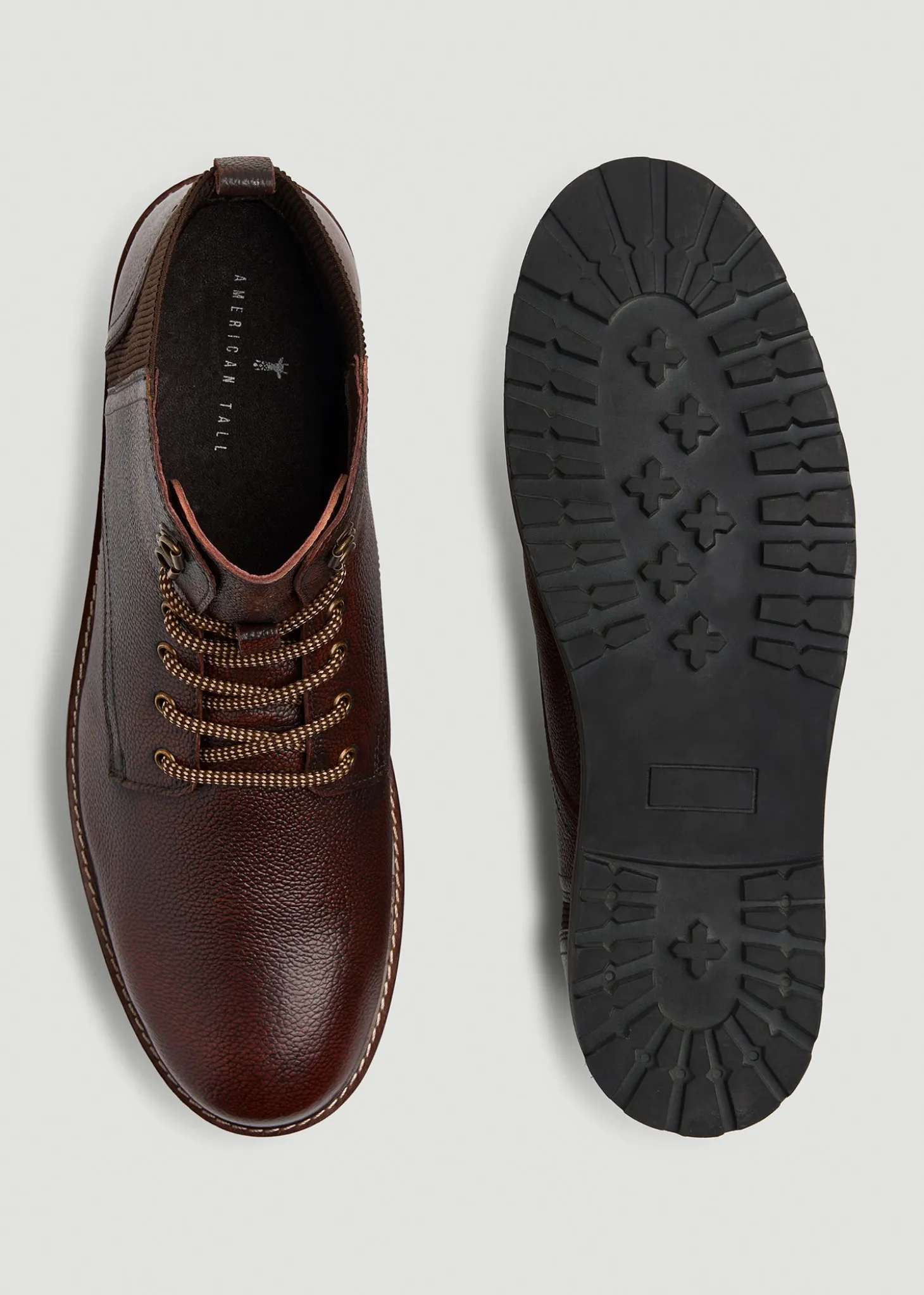 Pebbled Leather Lace-Up Boots for Tall Men