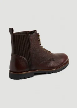 Pebbled Leather Lace-Up Boots for Tall Men