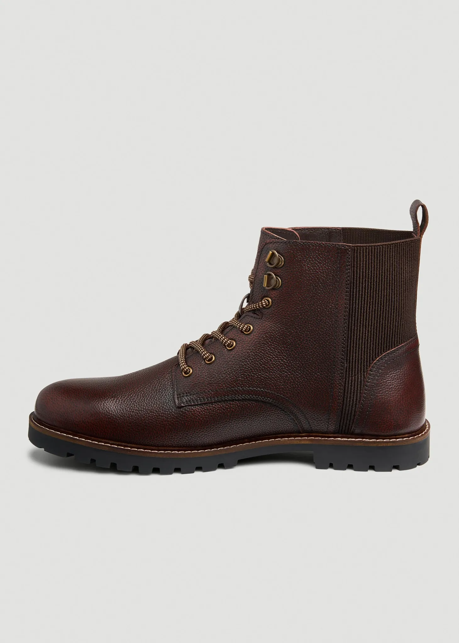 Pebbled Leather Lace-Up Boots for Tall Men