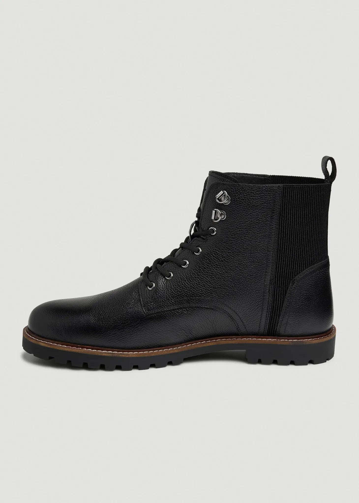 Pebbled Leather Lace-Up Boots for Tall Men