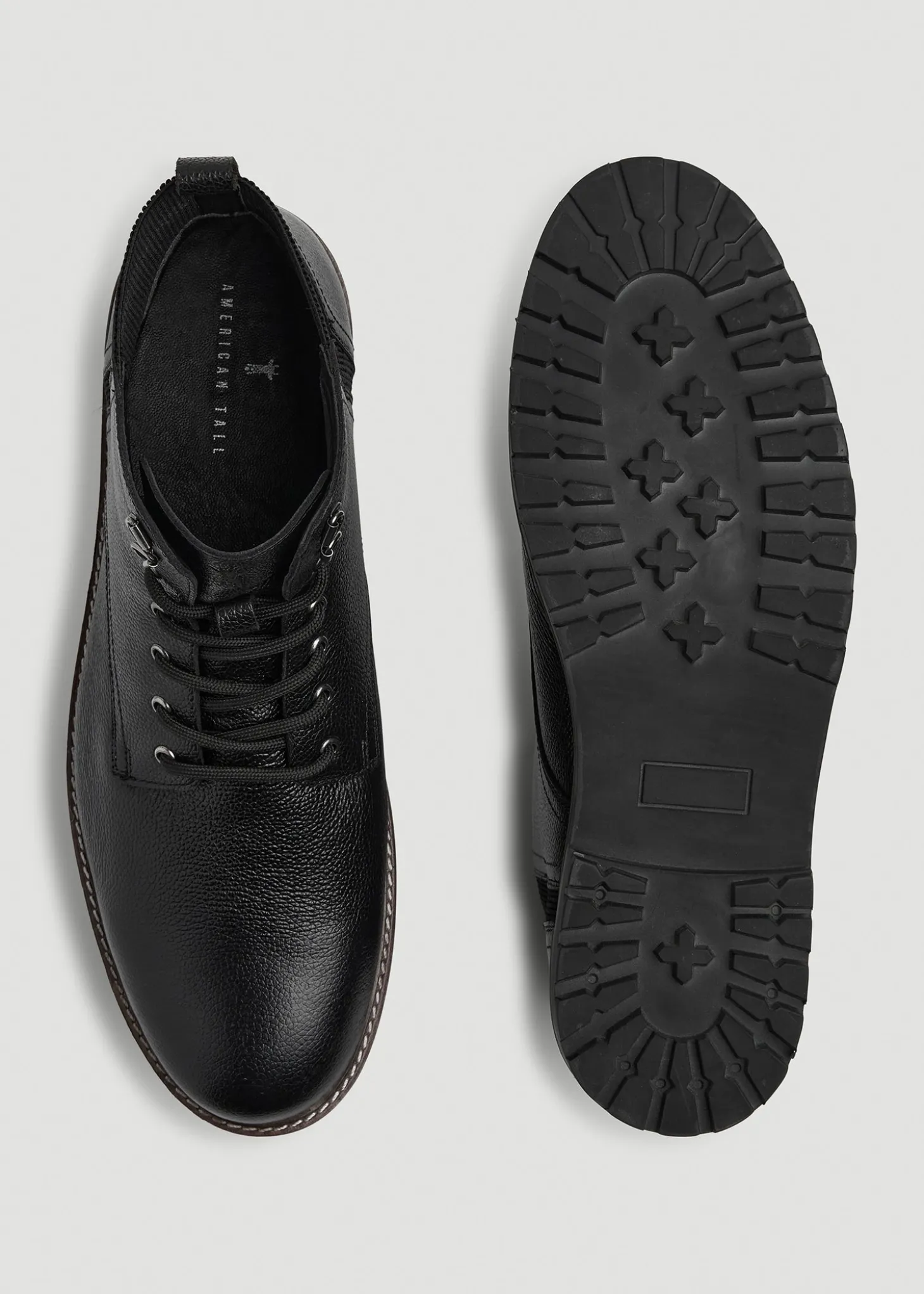 Pebbled Leather Lace-Up Boots for Tall Men
