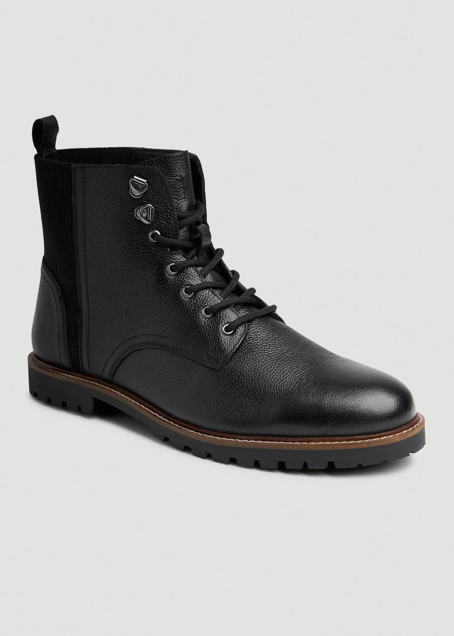 Pebbled Leather Lace-Up Boots for Tall Men