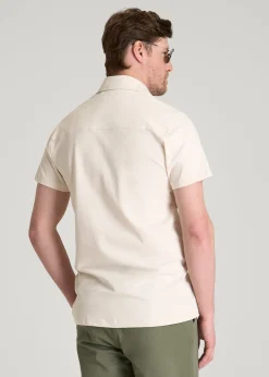 Pique Knit Stretch Short Sleeve Shirt for Tall Men