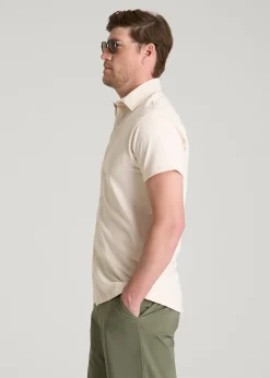 Pique Knit Stretch Short Sleeve Shirt for Tall Men