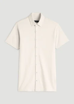 Pique Knit Stretch Short Sleeve Shirt for Tall Men