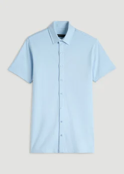 Pique Knit Stretch Short Sleeve Shirt for Tall Men