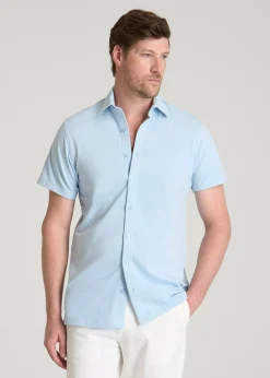 Pique Knit Stretch Short Sleeve Shirt for Tall Men
