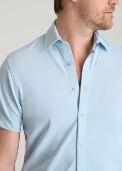 Pique Knit Stretch Short Sleeve Shirt for Tall Men