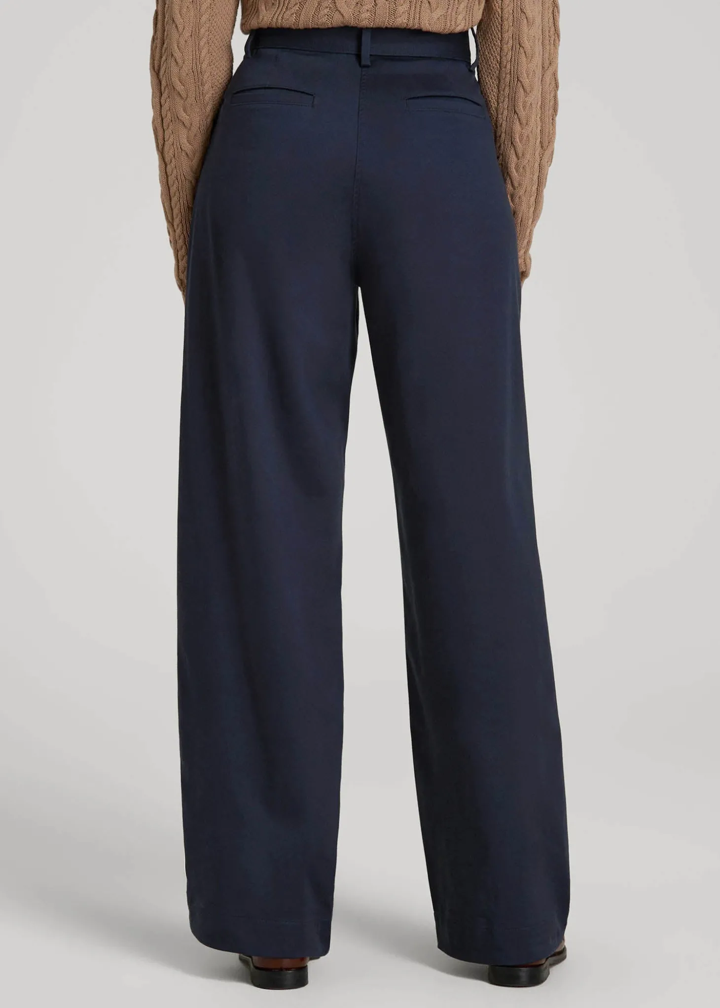 Pleated Wide Leg Chino With Belt for Tall Women
