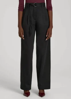 Pleated Wide Leg Chino With Belt for Tall Women