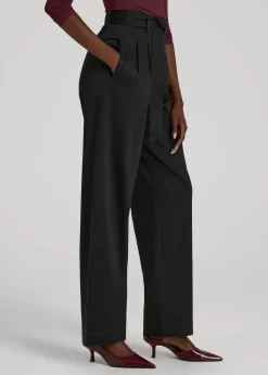 Pleated Wide Leg Chino With Belt for Tall Women