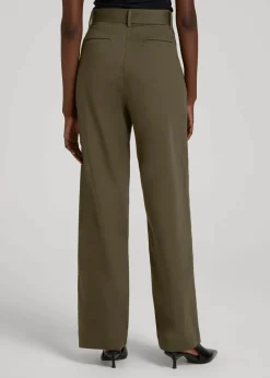 Pleated Wide Leg Chino With Belt for Tall Women