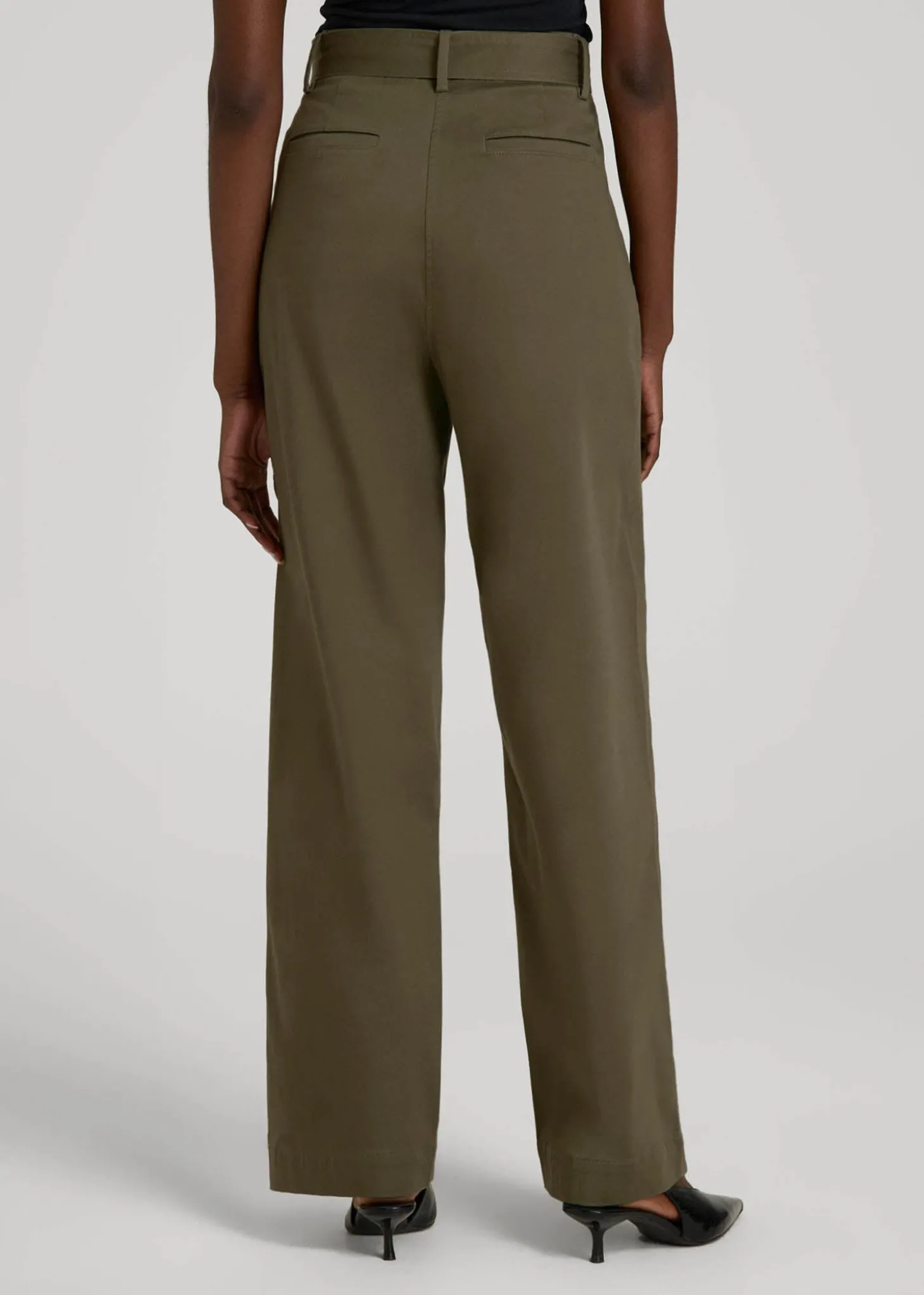 Pleated Wide Leg Chino With Belt for Tall Women
