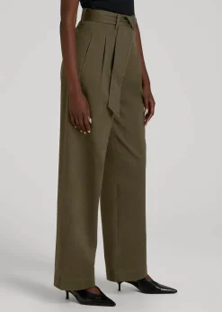 Pleated Wide Leg Chino With Belt for Tall Women