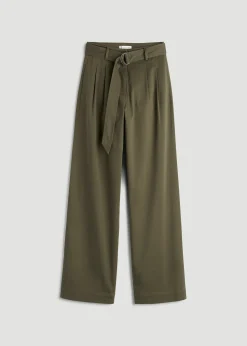 Pleated Wide Leg Chino With Belt for Tall Women