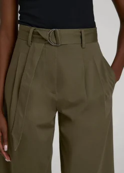 Pleated Wide Leg Chino With Belt for Tall Women