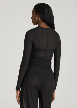 Power Mesh Fitted Long Sleeve Top for Tall Women