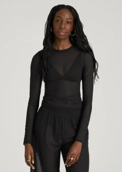 Power Mesh Fitted Long Sleeve Top for Tall Women