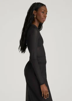 Power Mesh Fitted Long Sleeve Top for Tall Women