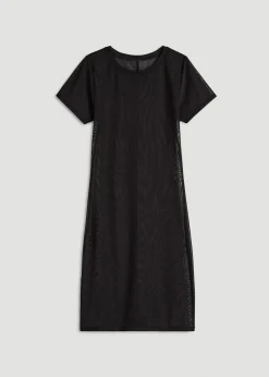 Power Mesh Fitted Short Sleeve Mini Dress for Tall Women