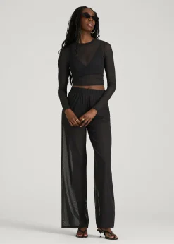 Power Mesh Wide-Leg Pants for Tall Women