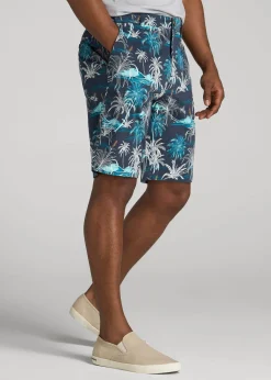 Printed Stretch Cotton Shorts for Tall Men