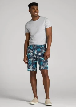 Printed Stretch Cotton Shorts for Tall Men