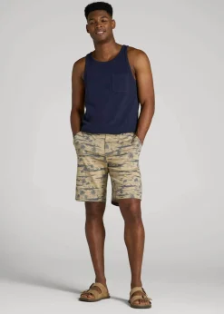 Printed Stretch Cotton Shorts for Tall Men