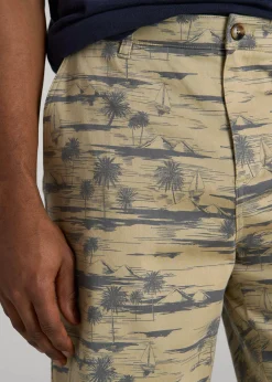 Printed Stretch Cotton Shorts for Tall Men