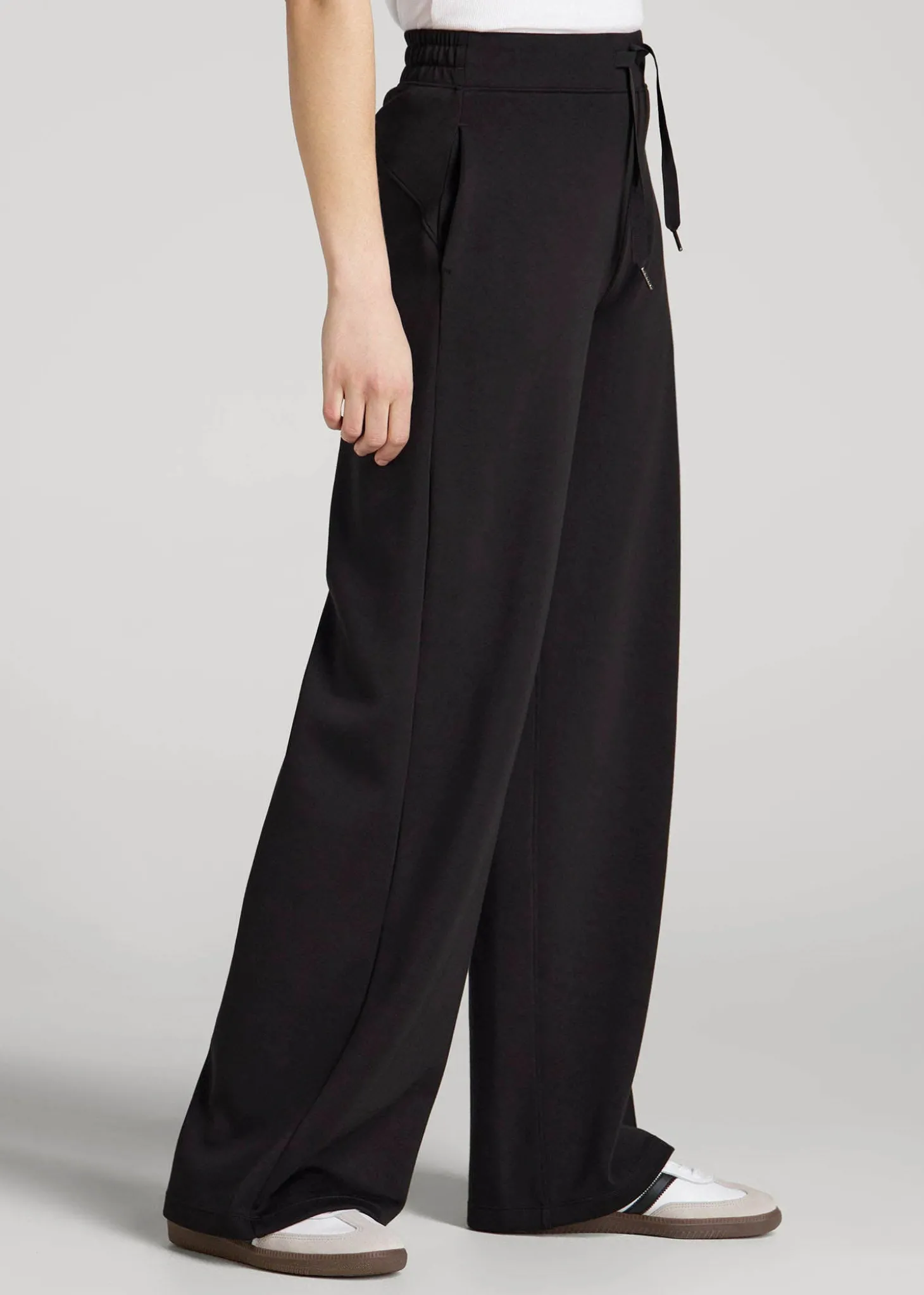 Pull-On Tie Waist Wide Leg Pants for Tall Women