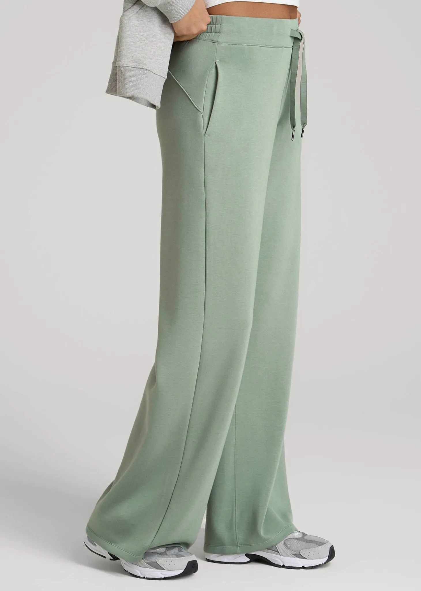 Pull-On Tie Waist Wide Leg Pants for Tall Women