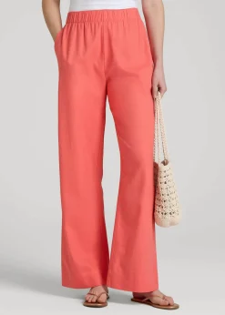 Pull On Wide Leg Linen Pants for Tall Women