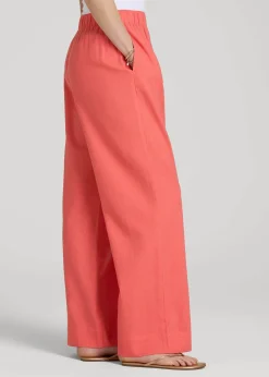 Pull On Wide Leg Linen Pants for Tall Women