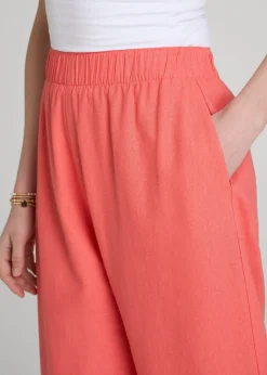 Pull On Wide Leg Linen Pants for Tall Women