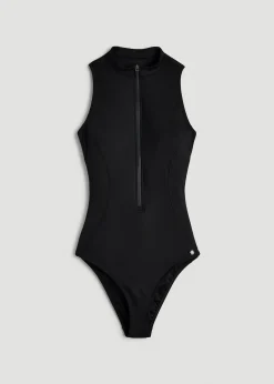 Quarter Zip Cinched One Piece Swimsuit for Tall Women